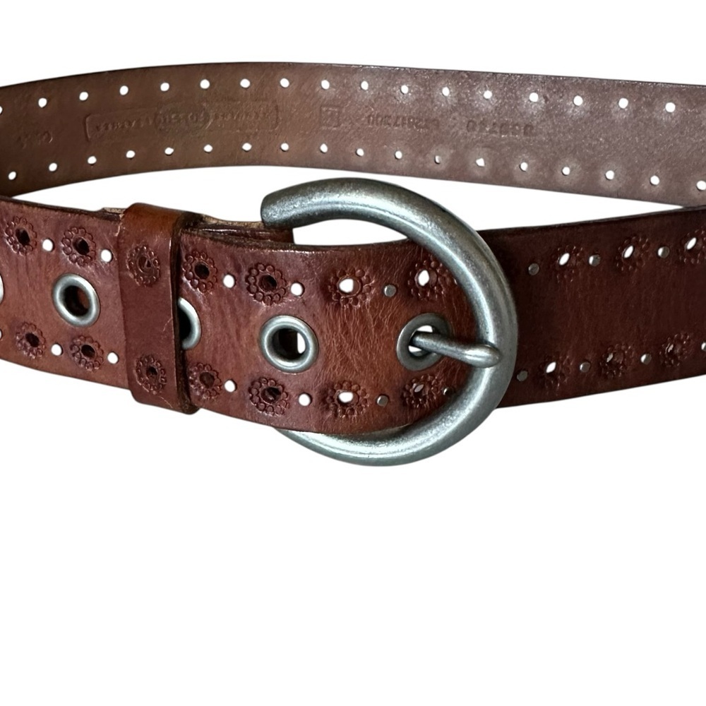 Fossil Flower Tooled Leather Western Style Belt Cowgirl Size Large - Picture 5 of 11